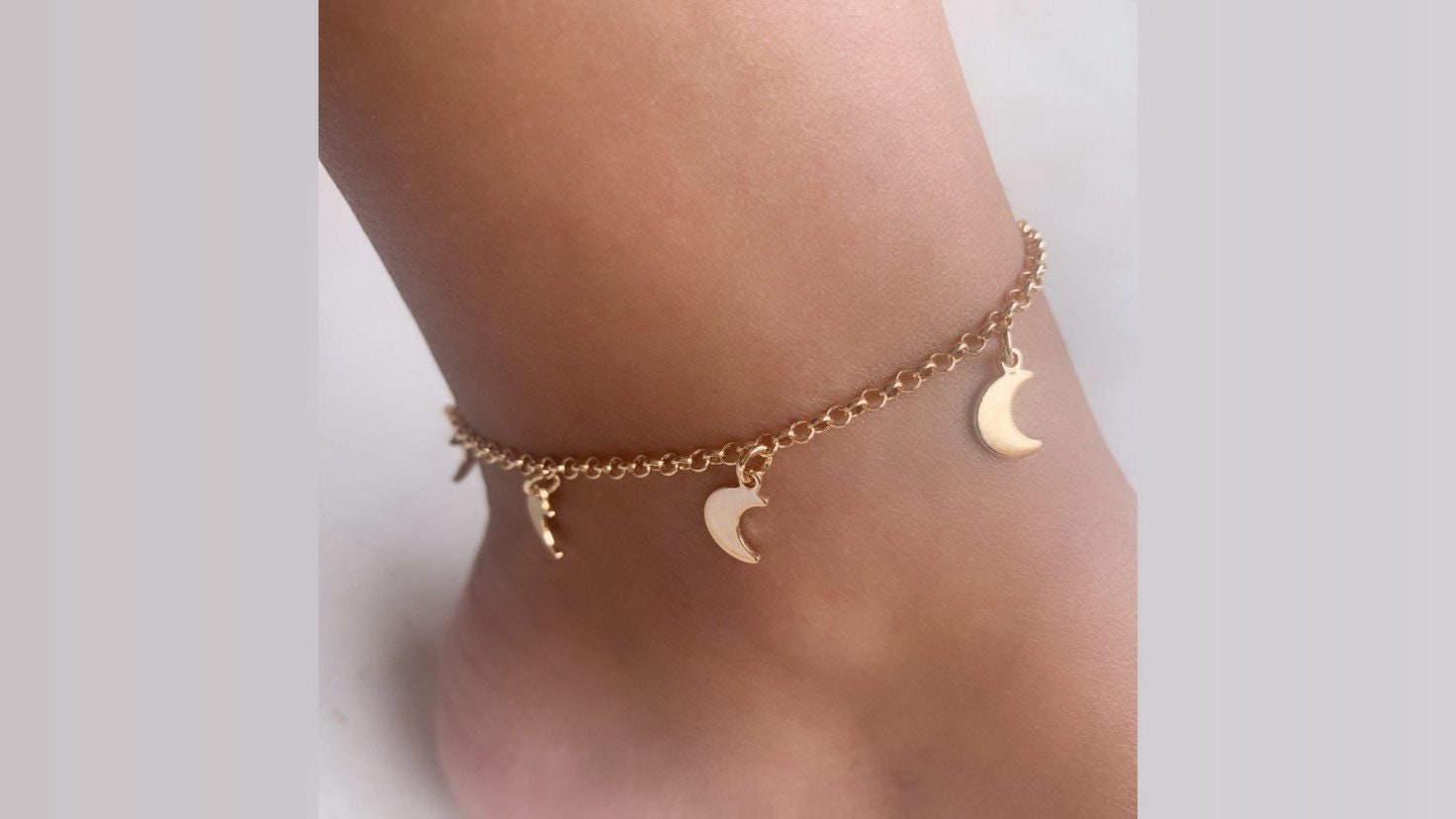 Moon anklet gold moon anklet 18k gold filled anklet dainty Etsy