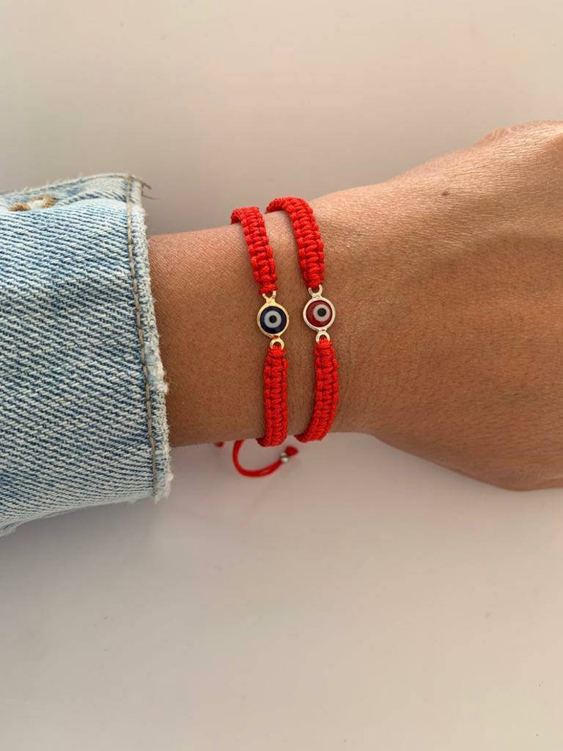 Red Braceletred String Braceletred String Evil Eye Bracelet Etsy