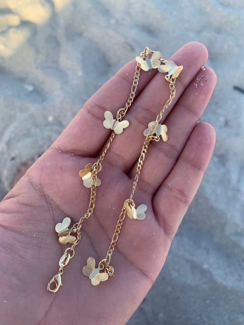 gold plated butterfly anklet