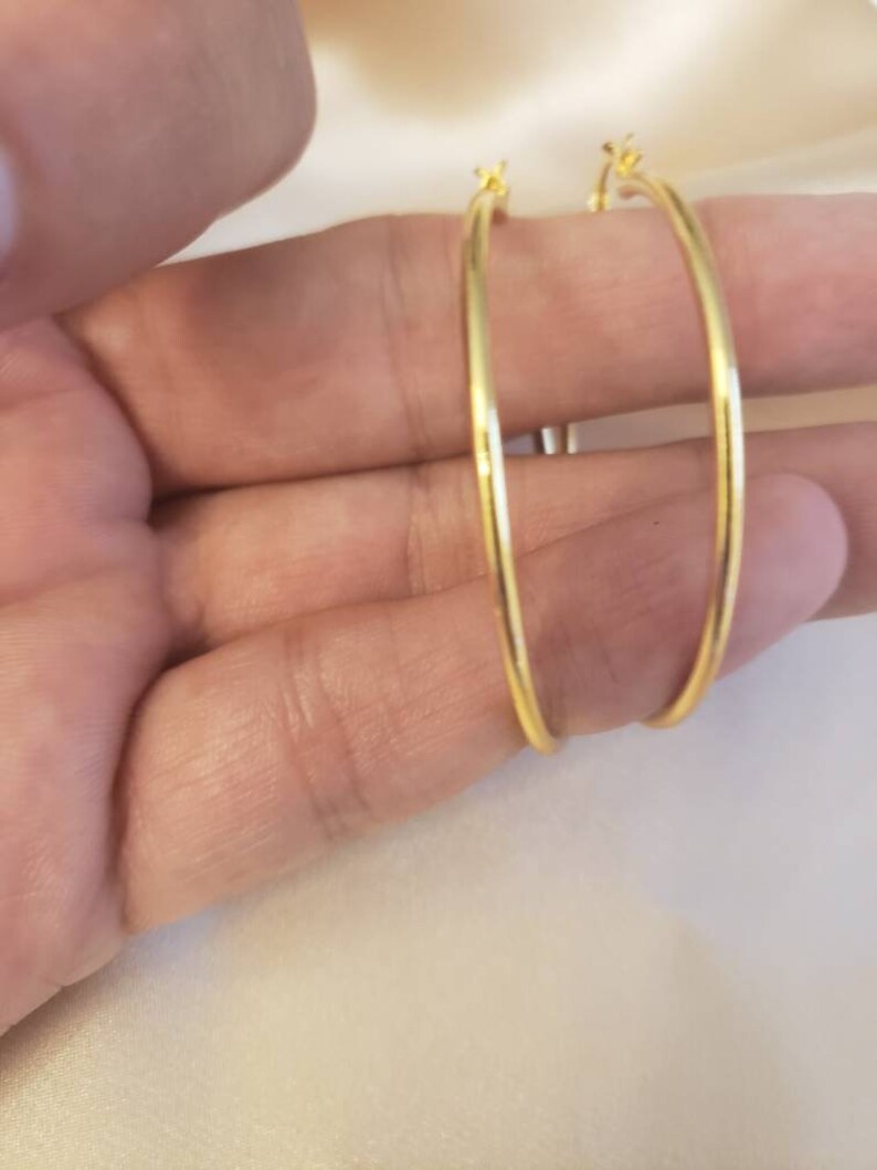 18 k Gold Filled Large Hoop Earrings Hoop earrings Cute Earrings J Every day hoops Thin Gold Hoop Earrings