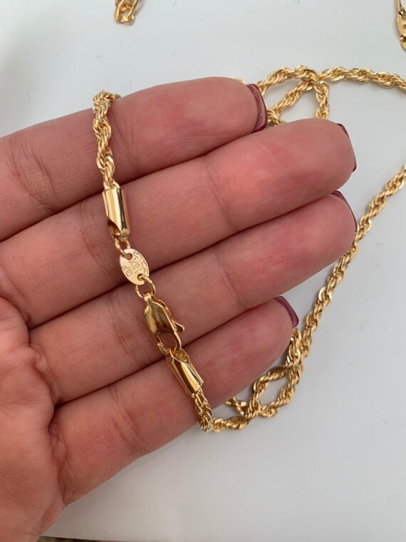 18K Yellow Gold Filled Rope Gold Rope Necklace For Men And Women