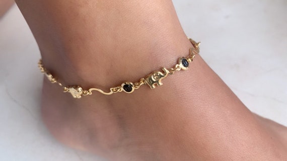 Elephant gold anklet deals