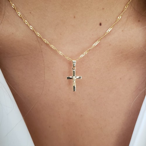 Cross Necklace . 18K Gold Filled Cross 