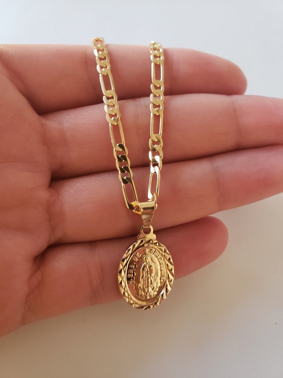 Our Lady of Guadalupe Gold Necklace. Gold Filled. Virgen De