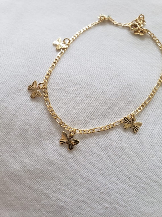 Real gold butterfly anklet deals