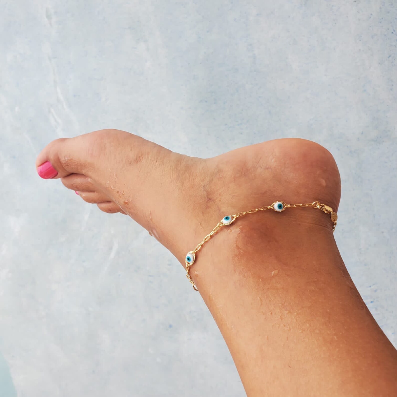 Eye anklet paper clip gold anklet dainty anklet 18 k Gold Etsy