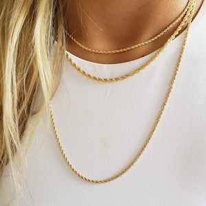 18K Gold  Filled Rope Chain Necklace, Chunky Twisted Chain Necklace, Thick Rope Gold Chain, Dainty Rope Necklace, Twisted  Necklace