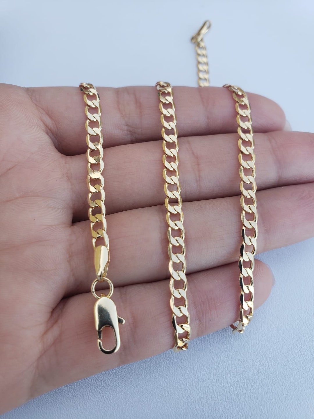 4mm Curb Chain 18 K Gold Filled Necklace Gold Filled - Etsy