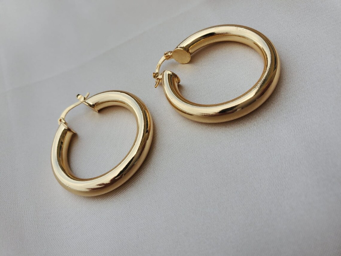 18k Gold Filled Hoops Medium Gold Thick Hoops 1.0 Diameter Etsy