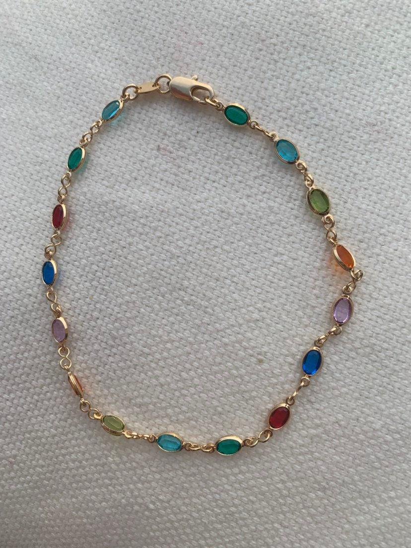 Multi-color 18 K Gold Filled Anklet Dainty Anklet Gold - Etsy Canada