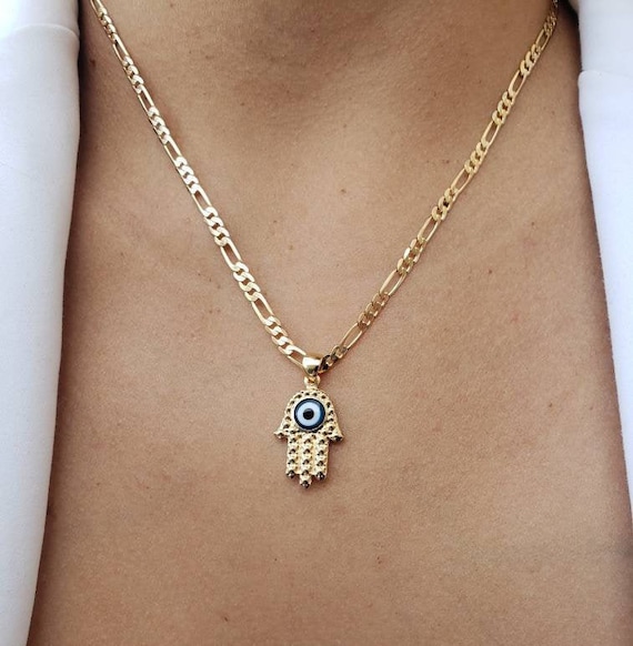 Sterling Silver or 14K Yellow Gold Hamsa Necklace
