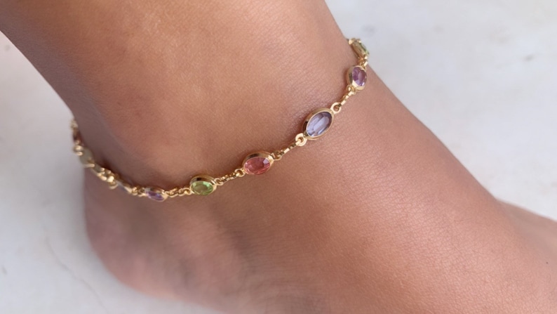 Tobillera Piedra Luna - Plata 925, Estrella De Mar Chapada Oro
