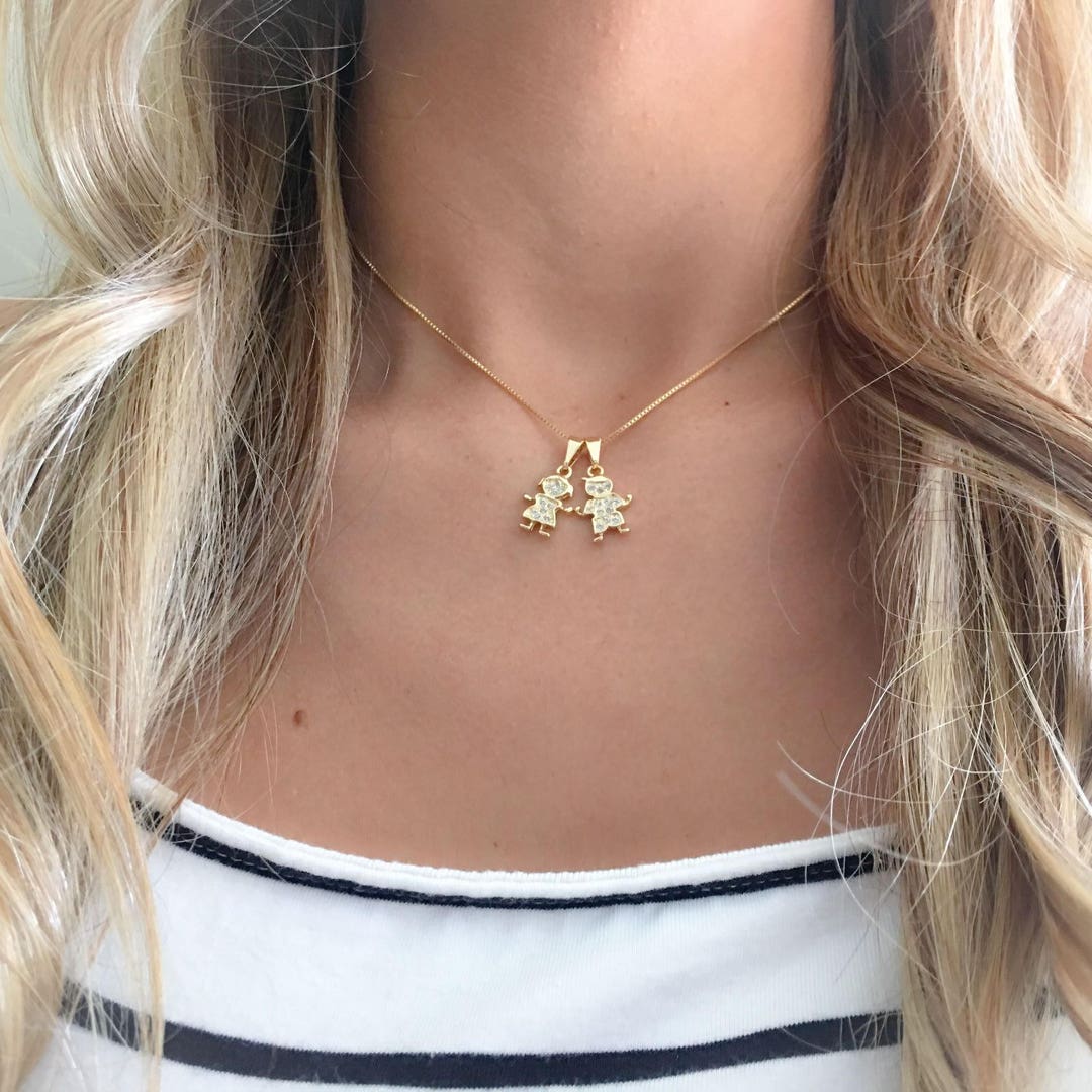 Gold Necklace Boy Girl, 18 K Gold Filled Necklace Boy and Girl Charm