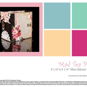 TUTORIAL mini album Mad Tea Party 6 1/4&quot; x 6 1/4&quot; di Marion Smith