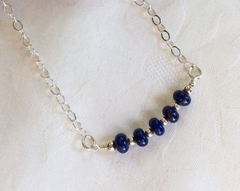 Lapis and Sterling Silver Pendant Necklace