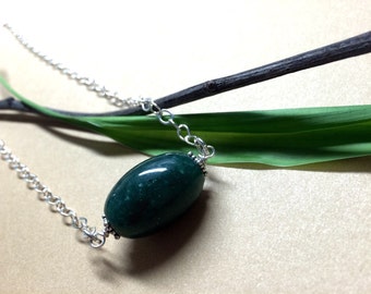 Jade and Sterling Silver Pendant Necklace