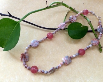 Pink Jasper and Pink Quartz Necklace