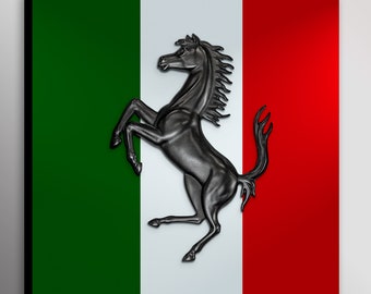Ferrari Prancing Horse Emblem Car Photo Automotive Wall Art Canvas Print