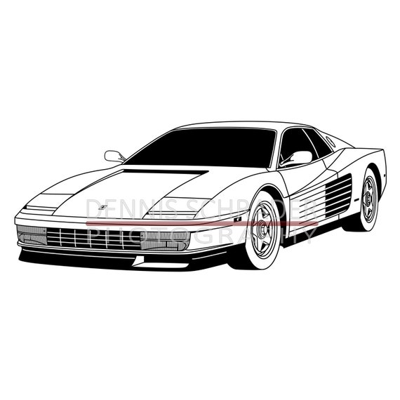 Car Svg Eps Png Jpg Ferrari Testarossa Svg Illustration Car Etsy