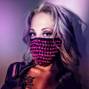Red Stud Face Mask | Spike Mask | Cosplay Mask | Halloween Mask | Anime Mask | Emo Mask | AfroPunk Mask | Biker Mask | Burning Man Mask