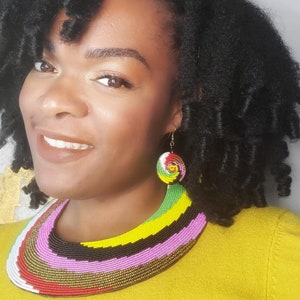 Bib Collar Necklace, Choker Necklace, Seed Bead Necklace, African Necklace for Women, Indigenous Necklace, Colorful Necklace, Tribal