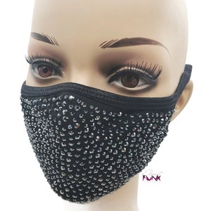 Rhinestone Face Mask Bling Face Mask Swarovski Crystal Mask Filter Pocket Adjustable Ear Loops Sparkle Mask Studded Mask image 8