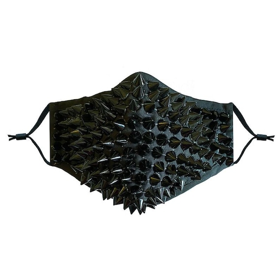 Black Studded Face Mask | Cotton, Punk Biker Mask