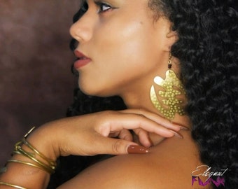 Gye Nyame Brass African Earrings, Adinkra Symbol, Afrocentric Jewelry