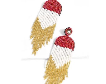 Beaded Earrings | Seed Bead Earrings | Fringe Earrings | Boho Earrings | Tassel Earrings | Native American Earrings | Chandelier Earrings