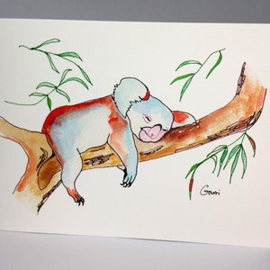 Grußkarte - Koala ~ Tusche- & Aquarellzeichnung