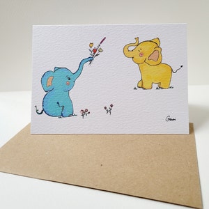 ANNIVERSAIRE ~ ANNIVERSAIRE ~ SAINT-VALENTIN ~ Carte de voeux - Illustration d'éléphants