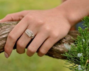 adjustable.Fern handcrafted ring Fern jewelry. Ring with fern in resin.Fern ring
