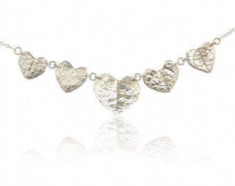 string of hearts, silver necklace, hearts necklace, ceropegia woodii succulent cast in silver, succulent jewelry, handmade one of a kind