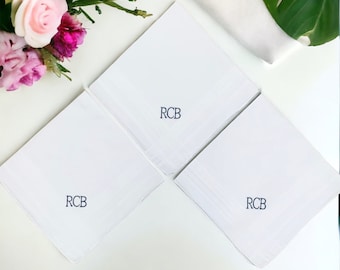 Set of Three Customized Men's Handkerchiefs, Groomsman Gift, Gifts for Dad, Gifts for Men, Gift for Husband