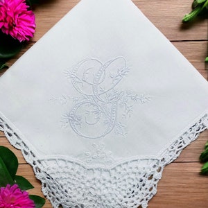 Personalized Baptism,  First Holy Communion, Wedding Elegant Handkerchief, Something Old, Something Blue Handkerchief