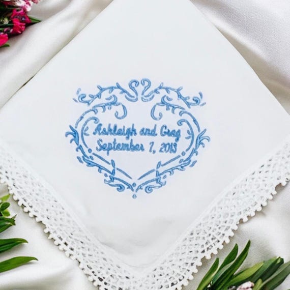 thumbnail image 2 of Wedding Happy Tears Handkerchief - Embroidered Something Blue Keepsake For Bridal Party 2 of 10
