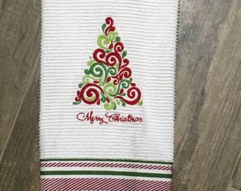 Custom Embroidered Celtic Christmas Tree Towel