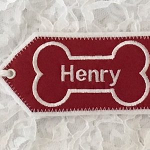 Personalized Dog Embroidered Christmas Stocking Name Tag, Fabric Embroidered Gift Tag