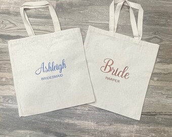 Personalized Embroidered Bridesmaid Tote Bags, Maid of Honor Tote, Personalized Bridesmaid Bag, Bridal Party Gifts, Bridesmaid Gifts