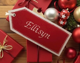 Personalized Embroidered Christmas Stocking Name Tag,Easter Basket Name Tag,  Fabric Embroidered Gift Tag
