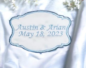 Personalized Wedding Dress Label, Something Blue For Wedding Dress, Custom Wedding Gown Label, Mr. & Mrs. Married Name And Date, GiftFor Her