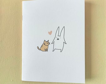 Orange cat illustration mini zine, friendship, self-care, love zine