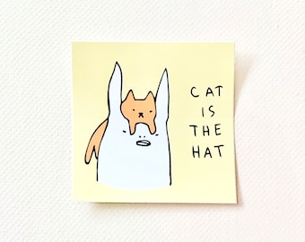 Pegatina de vinilo "El gato es el sombrero" de Komopoko