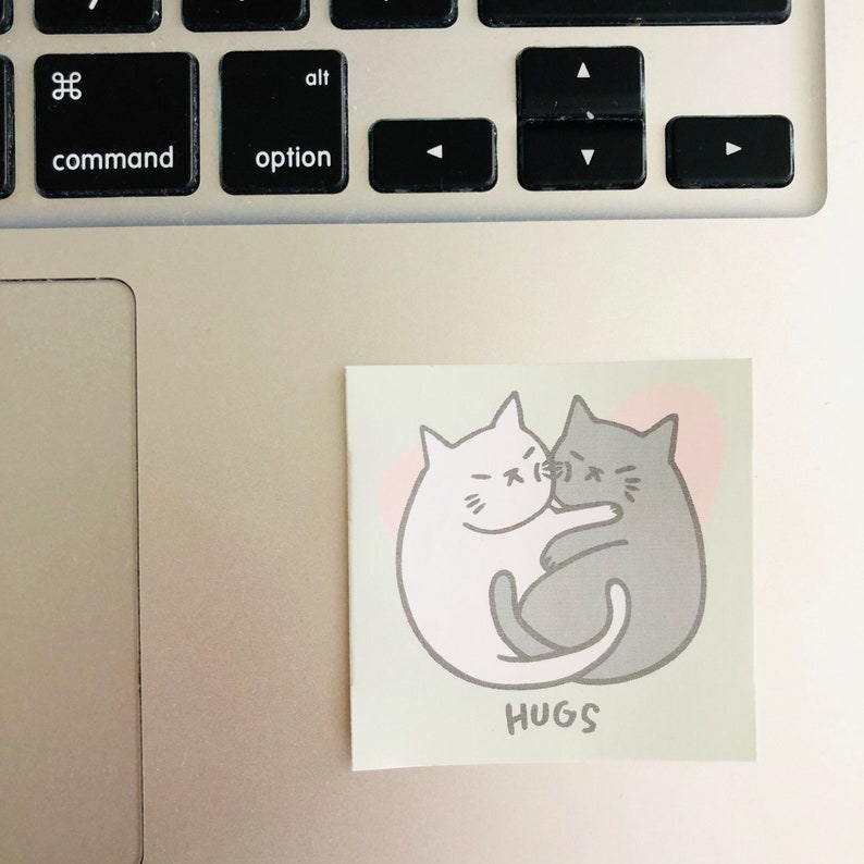 Hug Cat Vinyl Sticker Pastel Color by Komopoko & Poutie Cat | Etsy