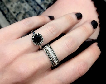 Black Diamond Ring Etsy