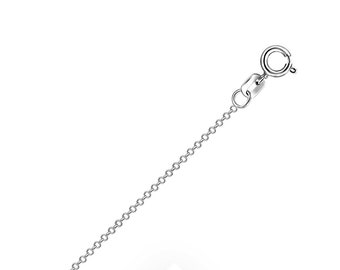 Sterling Silver Rhodium Plated Cable Chain 0.6mm 0.8mm 1.1mm 1.4mm 1.5mm 1.9mm 2.3mm