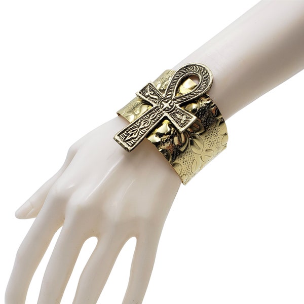 Ankh Cuff Bracelet Brass African Jewelry Statement Jewelry