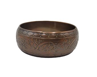 Brass Copper-Plated Flower Embossed Bangles