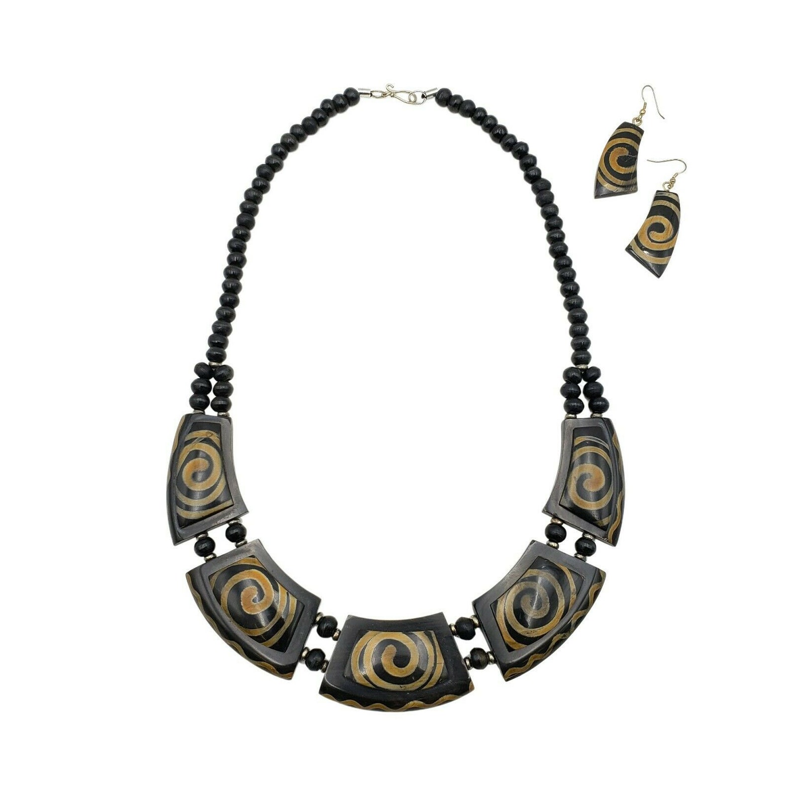 Buffalo Horn Necklace Bib With Batik Print African Jewelry Etsy