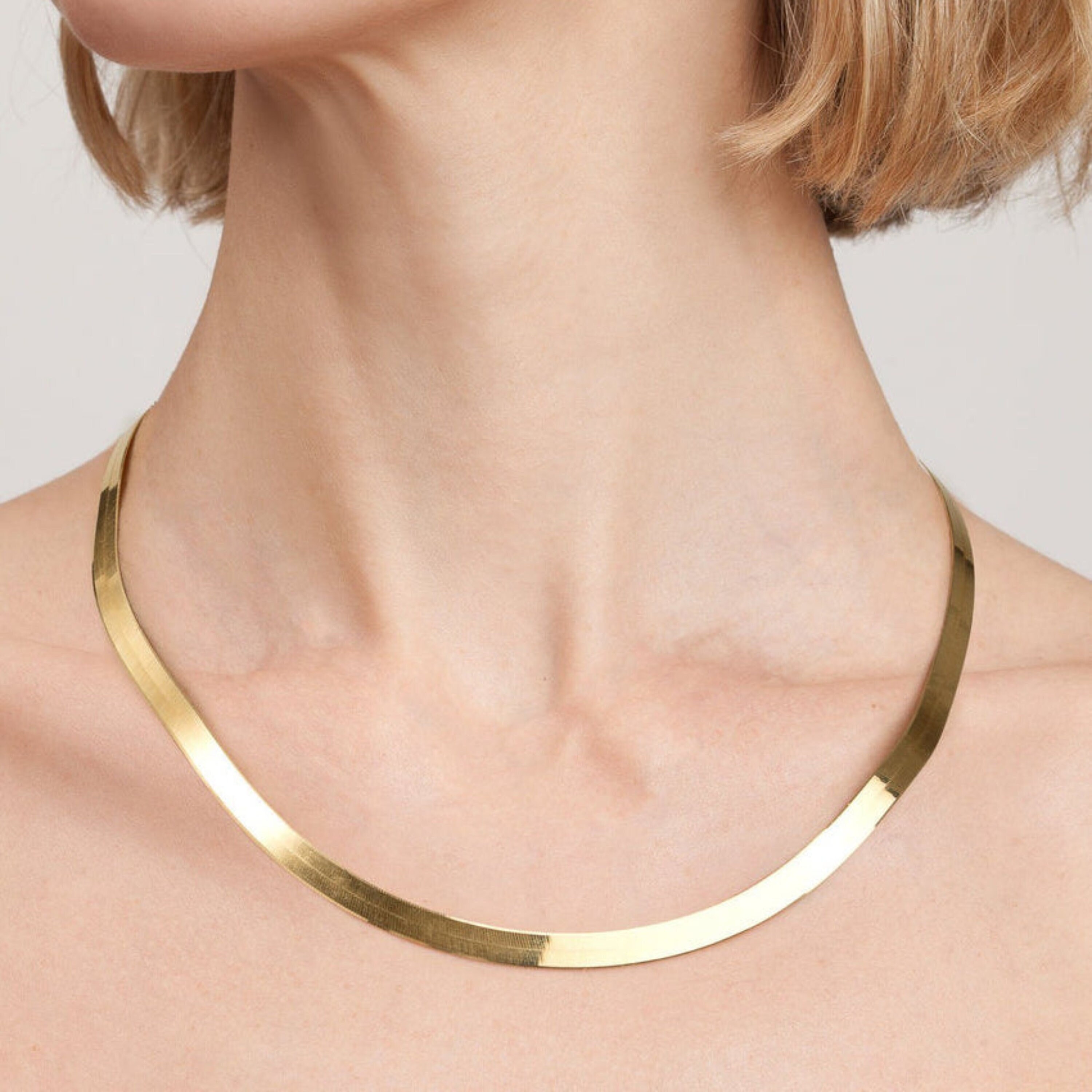 14K Solid Yellow Gold Herringbone Chain 